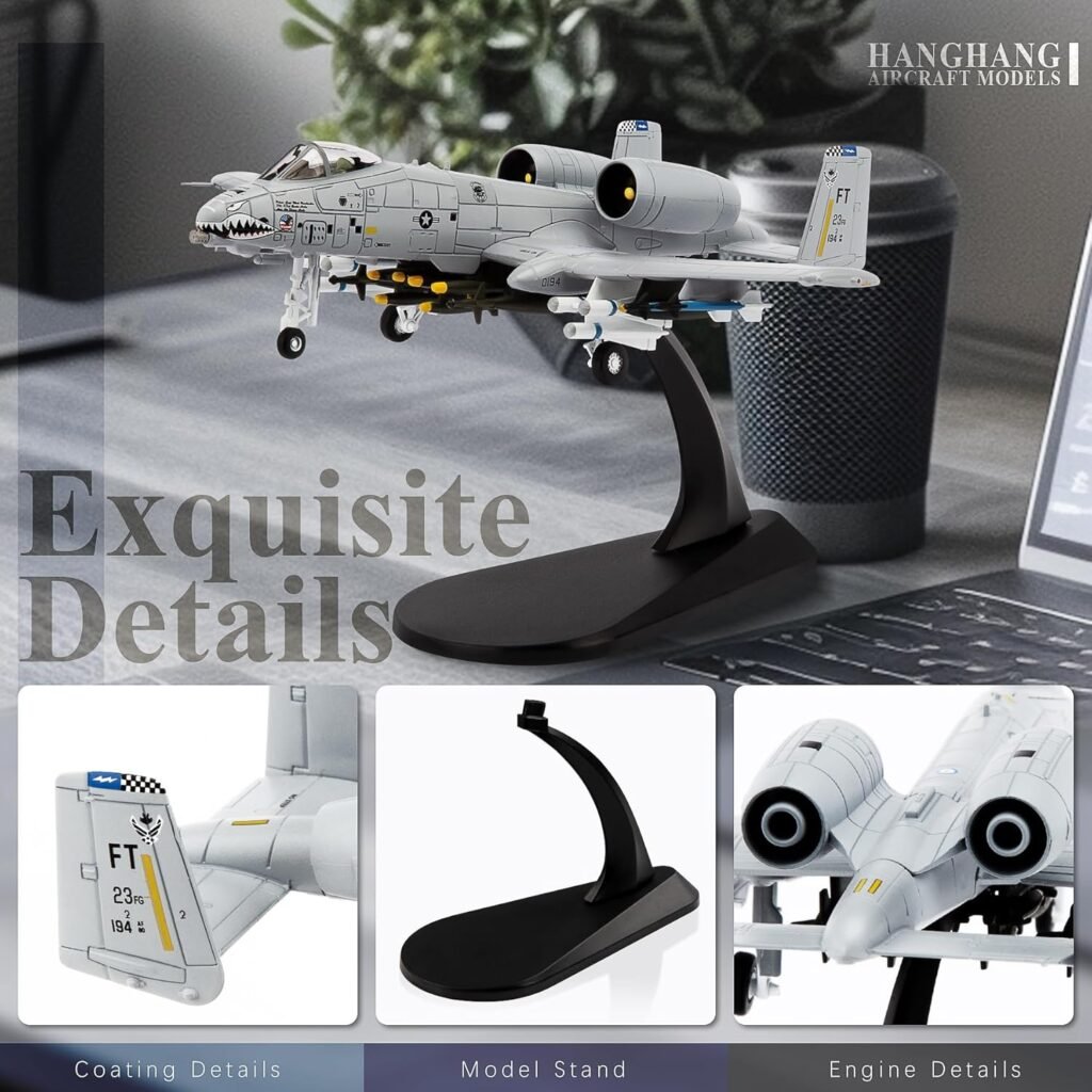 1/100 A-10 Thunderbolt II Warthog Attack Plane（Painted Version） Metal Fighter Military Model Diecast Plane Model for Collection and Displays