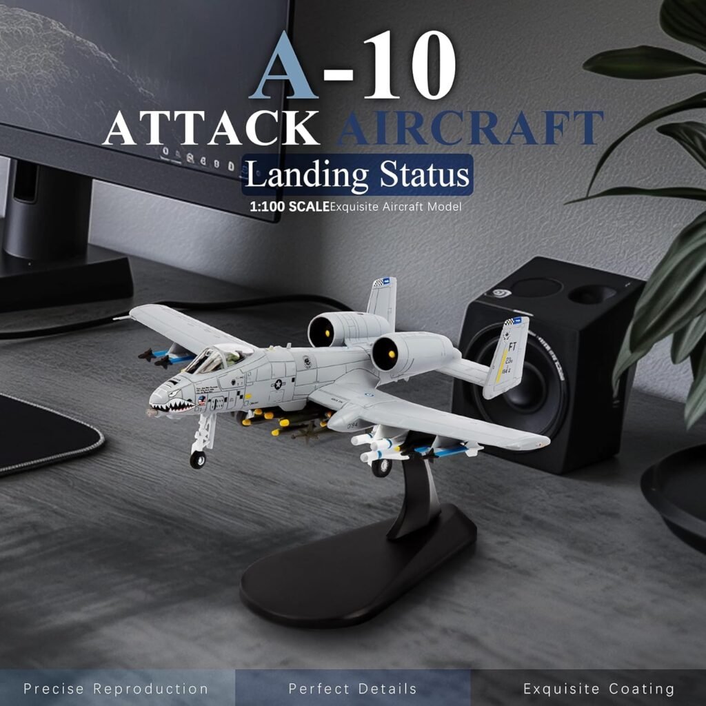 1/100 A-10 Thunderbolt II Warthog Attack Plane（Painted Version） Metal Fighter Military Model Diecast Plane Model for Collection and Displays