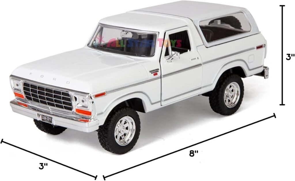 1978 Ford Bronco 1:24 Diecast Model Car White SUV SUT Truck Motormax All Star Toys Exclusive 79371