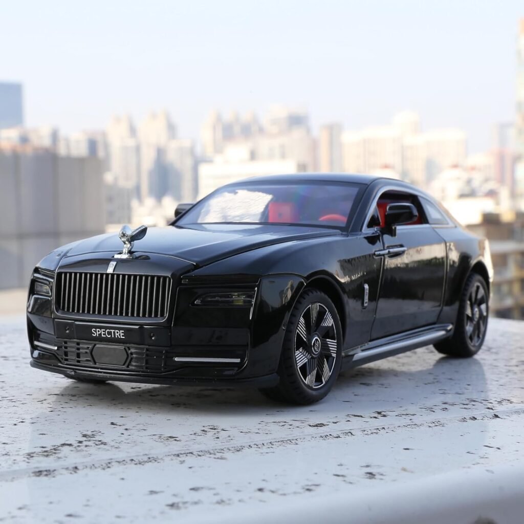 BDTCTK Compatible for 1:24 Rolls Royce Spectre Model Car, Diecast Collectible Pull Back Toy Car with Sound and Light for Adults Kids Boys Girls, Gift Black