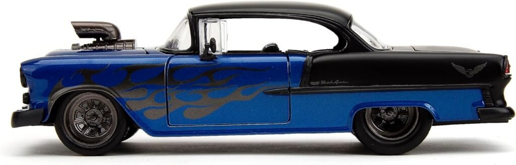 Big Time Muscle 1:24 1955 Chevy Bel-Air Die-Cast Car, Toys for Kids and Adults(Blue/Black)