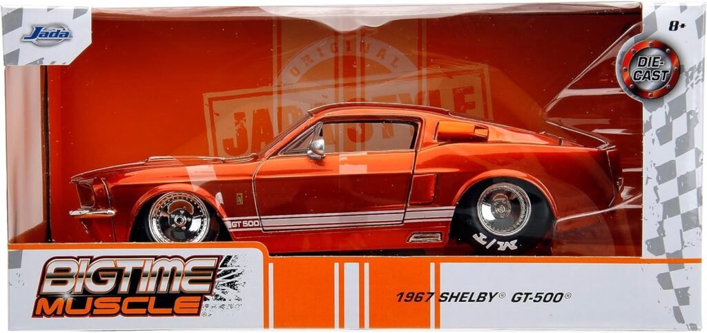 Big Time Muscle 1:24 1967 Shelby GT-500 Die-Cast Car, Toys for Kids and Adults(Candy Orange)