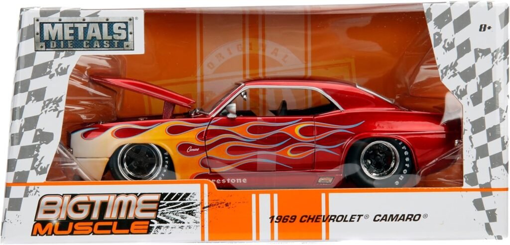 Big Time Muscle 1:24 1969 Chevy Camaro Die-Cast Car, Toys for Kids and Adults(Candy Red)