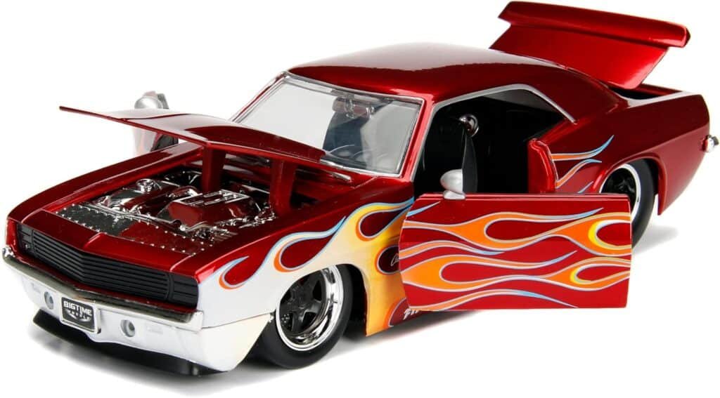 Big Time Muscle 1:24 1969 Chevy Camaro Die-Cast Car, Toys for Kids and Adults(Candy Red)