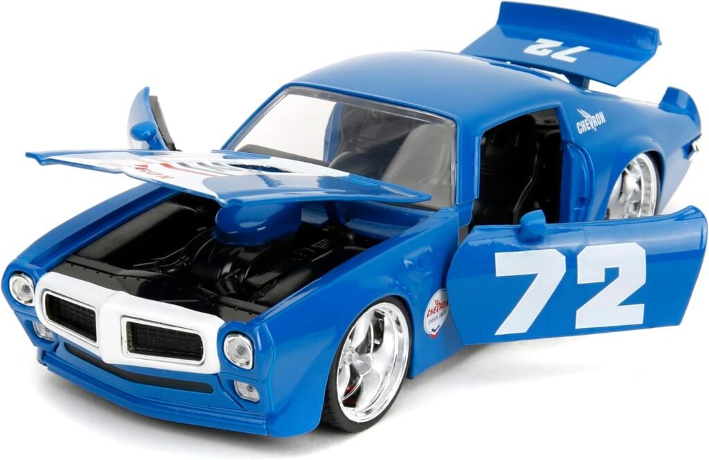 Big Time Muscle Chevron 1:24 1972 Pontiac Firebird Die-Cast Car, Toys for Kids and Adults(Blue)