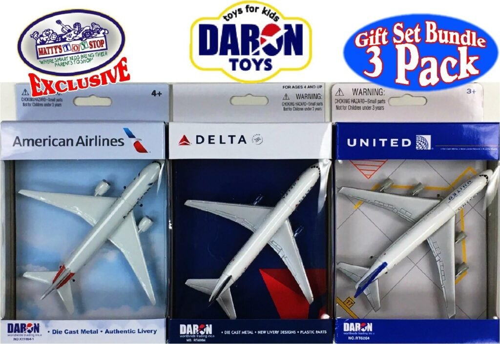 Daron American Airlines, Delta  United Airlines B747 Die-cast Planes - 3 Pack