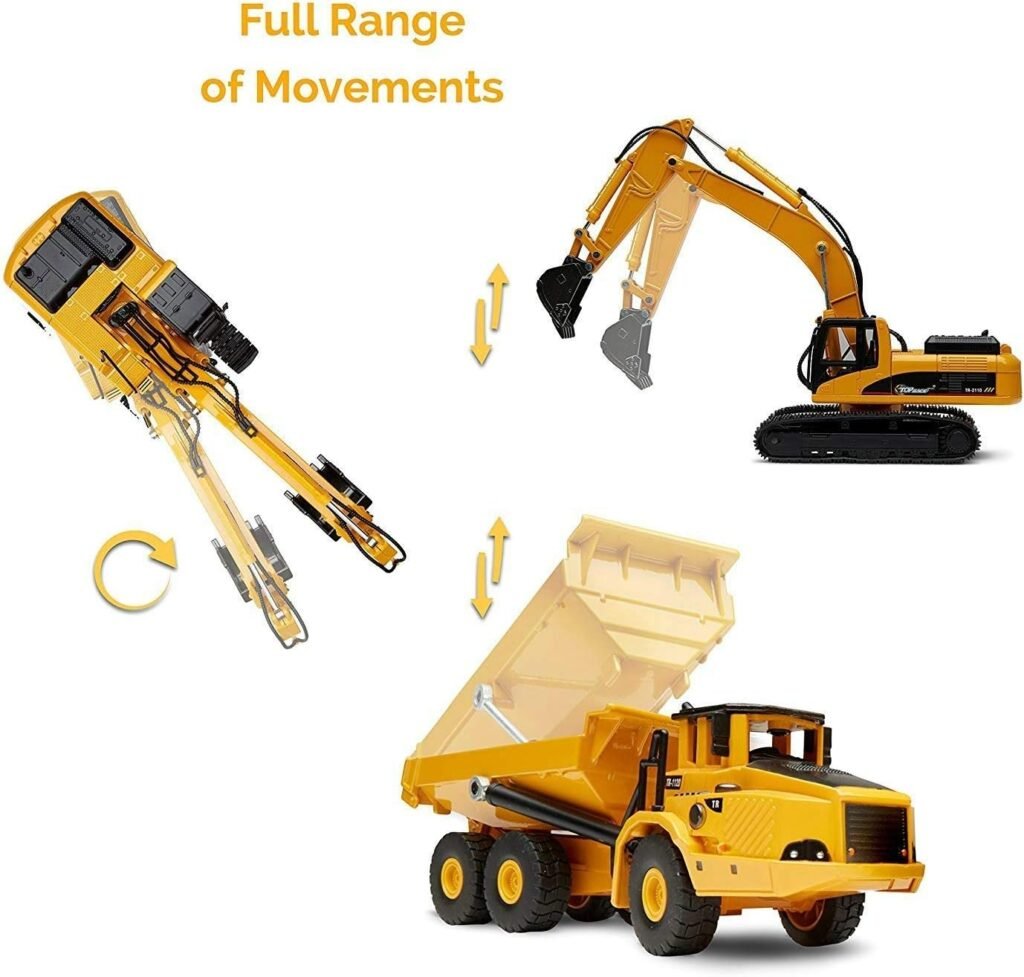 GeminiGenius 2Pcs Construction Vehicle Toys Dump Truck and Excavator Set Heavy Metal 1/50 Scale Digger and Dumper Diecast Engineering Vehicle Toys for Kids and Decoration House