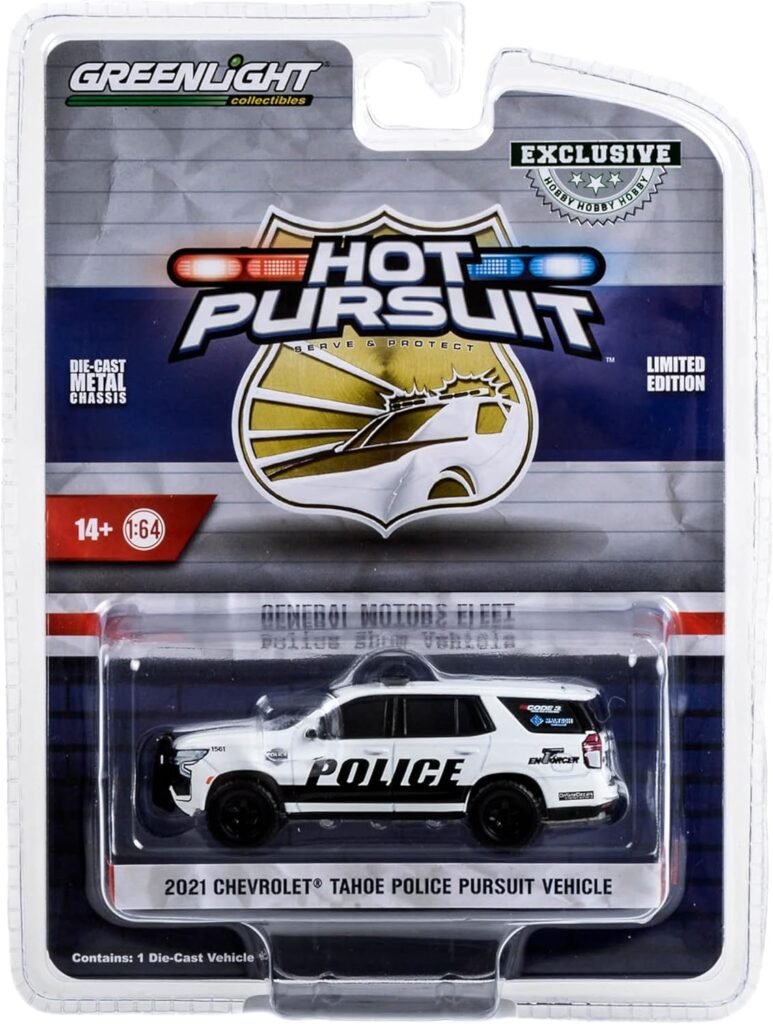 Greenlight 1:64 Hot Pursuit - 2021 Tahoe Police Pursuit Vehicle (PPV) - Fleet Police Show Vehicle - White and Black (Hobby Exclusive) 30356 [Shipping from Canada]