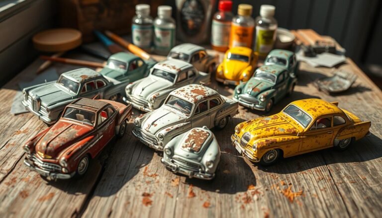 how to make diecast cars look old
