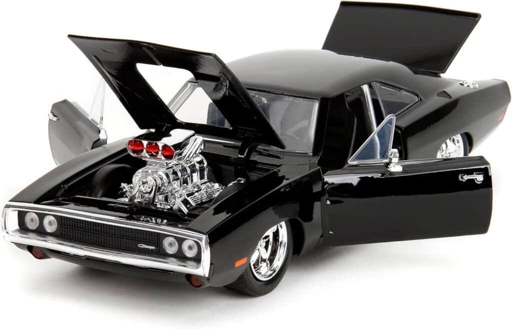 Jada Toys Fast  Furious 1:24 Doms 1970 Dodge Charger R/T Die-cast Car, Toys for Kids and Adults, Black