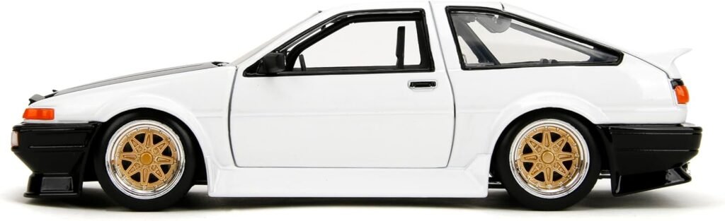 Jada Toys JDM Tuners 1:24 Scale Die-Cast 1986(AE86) Toyota Trueno, Opening Doors, Detailed Interior, Rubber Tires, Collectible for Ages 8+(White)