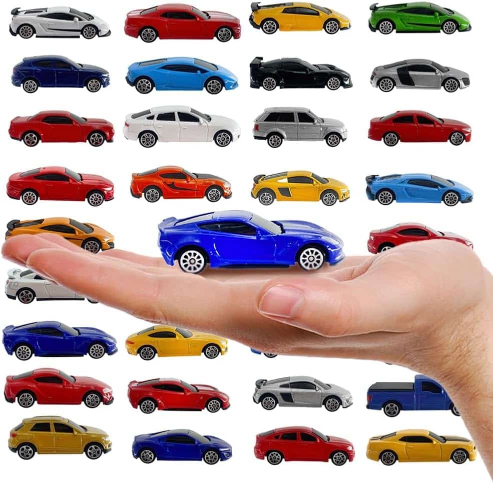 Just For Laughs 6 Diecast Metal Cars, 1:64 Scale Mini Cars, Officially Licensed - Mercedes AMG GT S, Chevrolet Corvette Grand Sport, Acura NSX, Mercedes AMG C 63 S, Ford F-150, Toyota Supra 2020