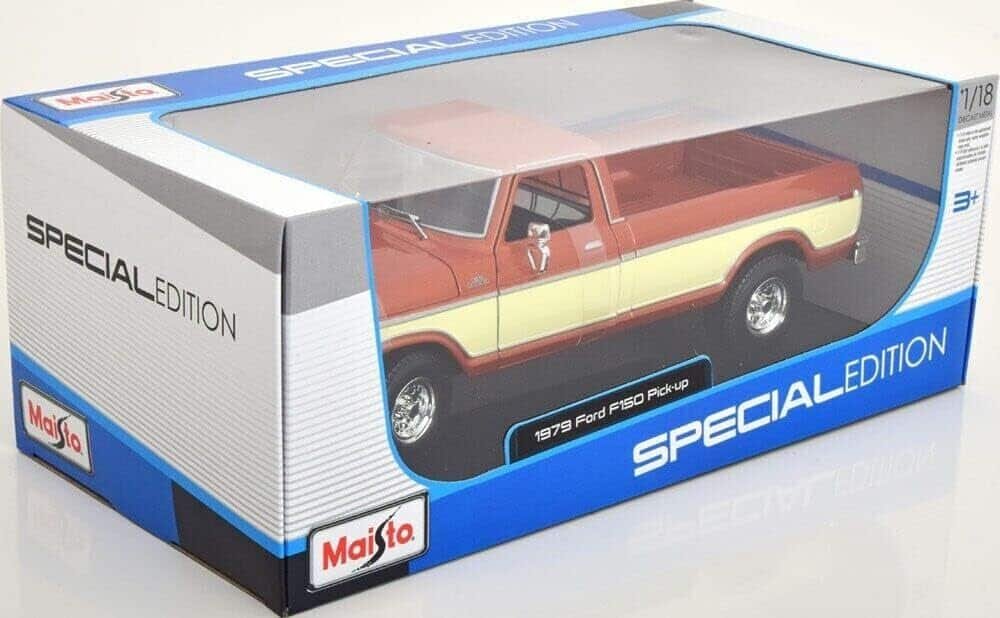 Maisto - 1/18 Scale Model Compatible with Ford Replica Miniature Model Classic Vintage Collectible F150 Pick-up 1979 (Brown)