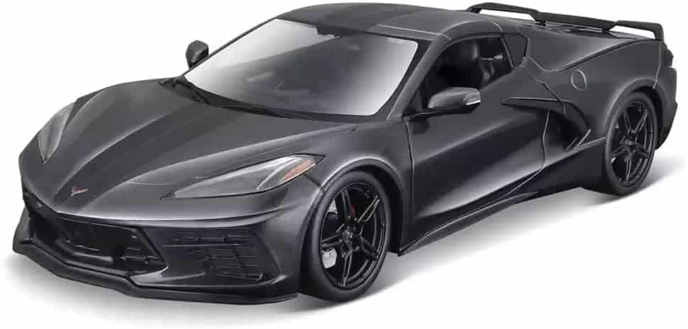 Maisto 2020 Chevrolet Corvette Stingray C8 Dark Gray Metallic with Racing Stripes 1/18 Diecast Model Car