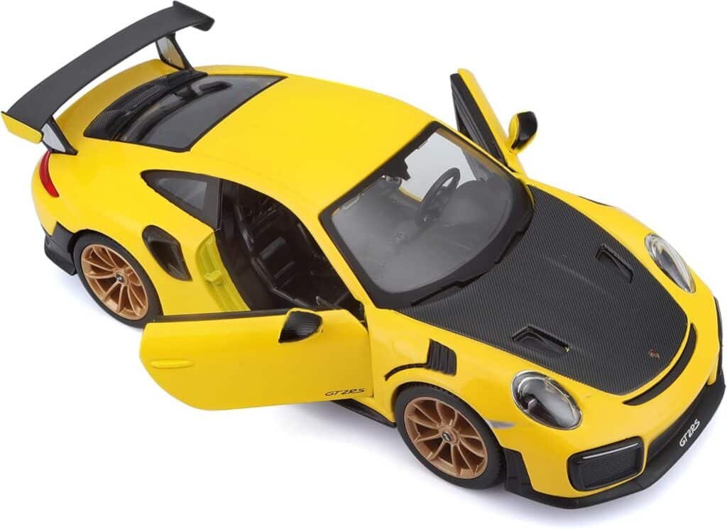 Maisto Porsche 911 GT2 RS Yellow with Carbon Hood and Gold Wheels Special Edition 1/24 Diecast Model Car