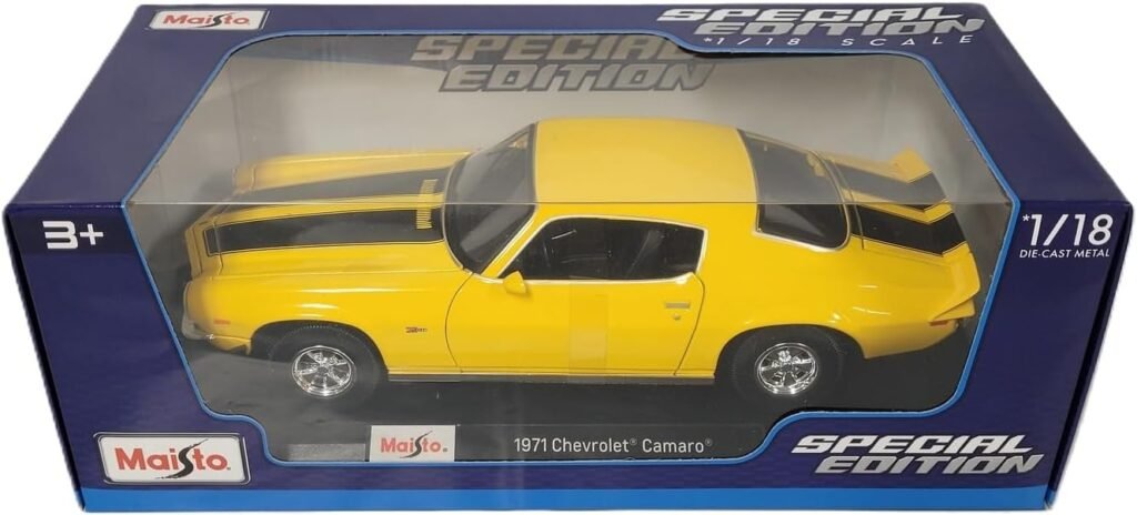 Maisto Scale Model Compatible with Chevrolet Camaro Z28 1971 Yellow 1:18 MI31131Y