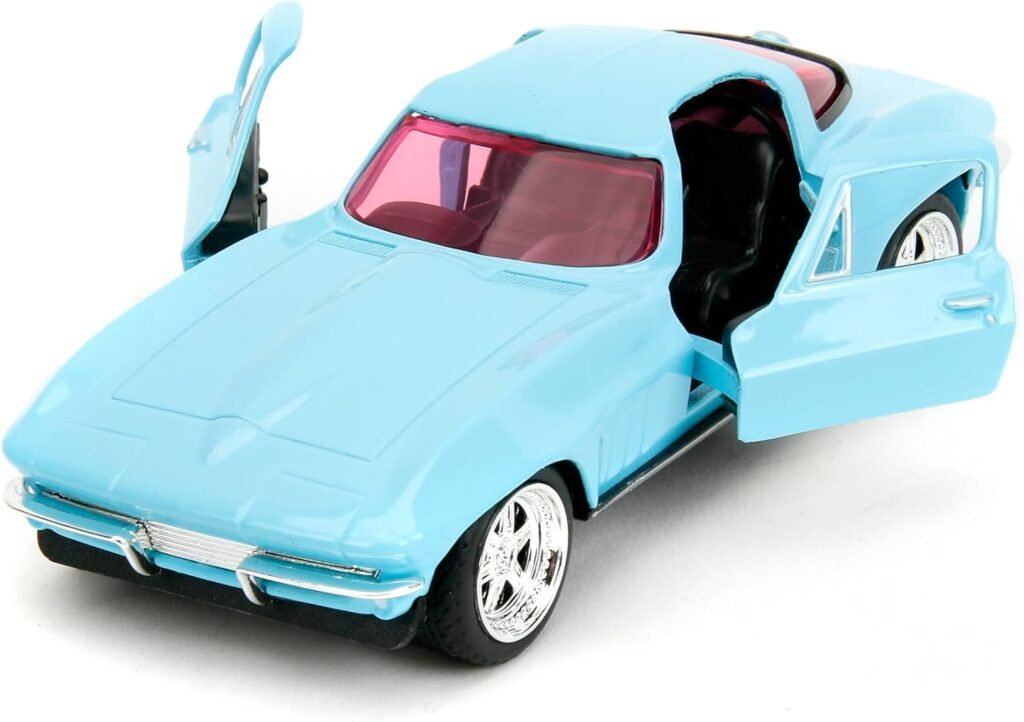 Pink Slips 1:32 W2 1966 Chevy Corvette Die-Cast Car, Toys for Kids and Adults(Light Blue)