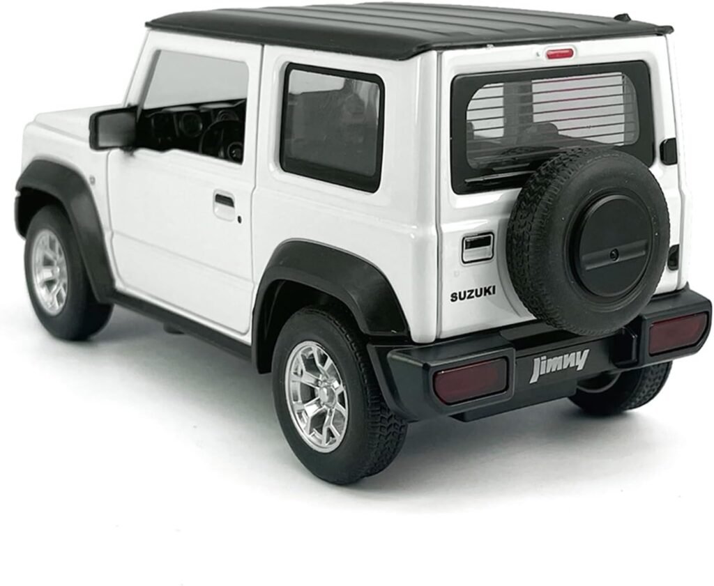 1:24 Scale 2021 Suzuki Jimny SUV Model Toy Car Metal Diecast Toy Vehicle, Doors Open, Light Sound, Pull Back, Toys for Boys Kids Gifts, Men Collection, Home Office Décor, White