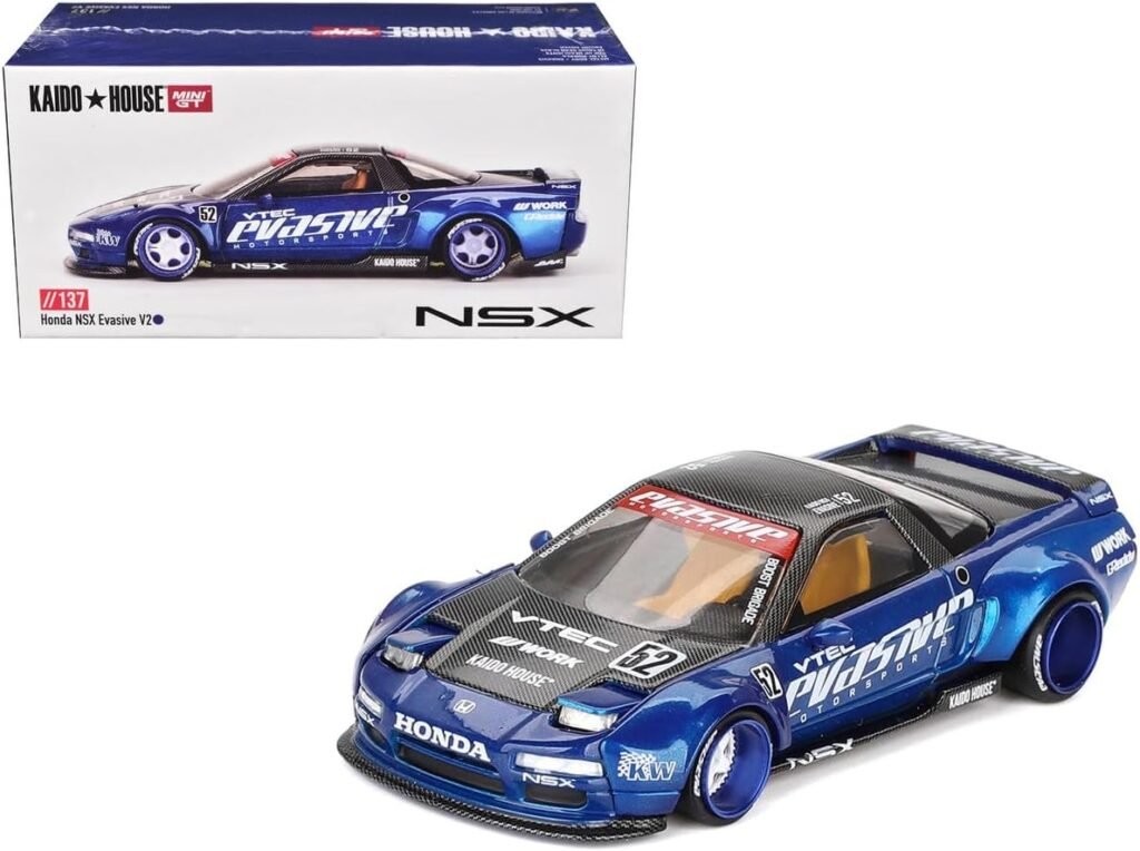 1:64 Scale Diecast Model Car Compatible with Kaido House Honda NSX Evasive V2 Blue Limited Edition KHMG137
