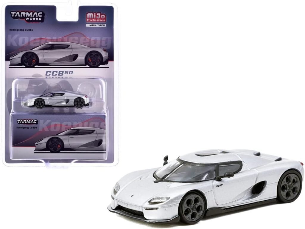 1:64 Scale Diecast Model Car Compatible with Koenigsegg CC850 Sliver Limited Edition by Tarmac T64G-TL051-SL