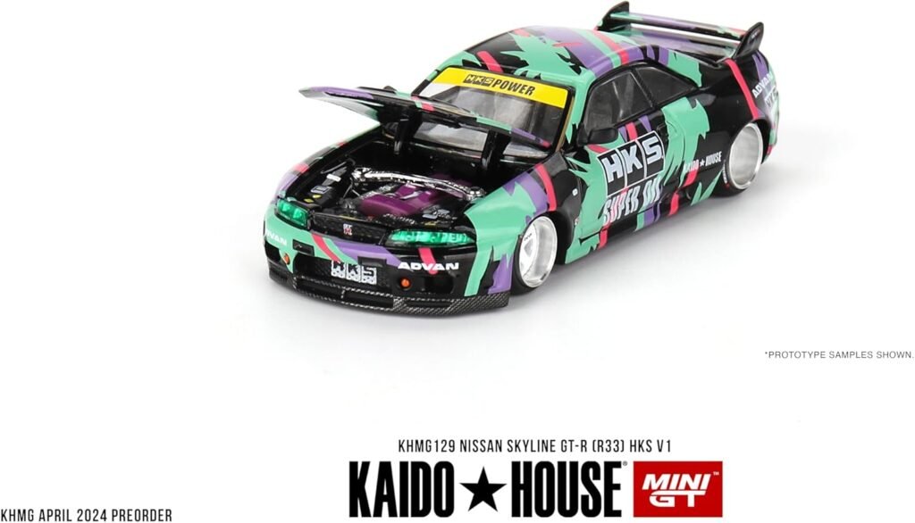 1:64 Scale Diecast Model Car Compatible with Nissan Skyline GT-R (R33) HKS V1 Limited Edition by Kaido House KHMG129