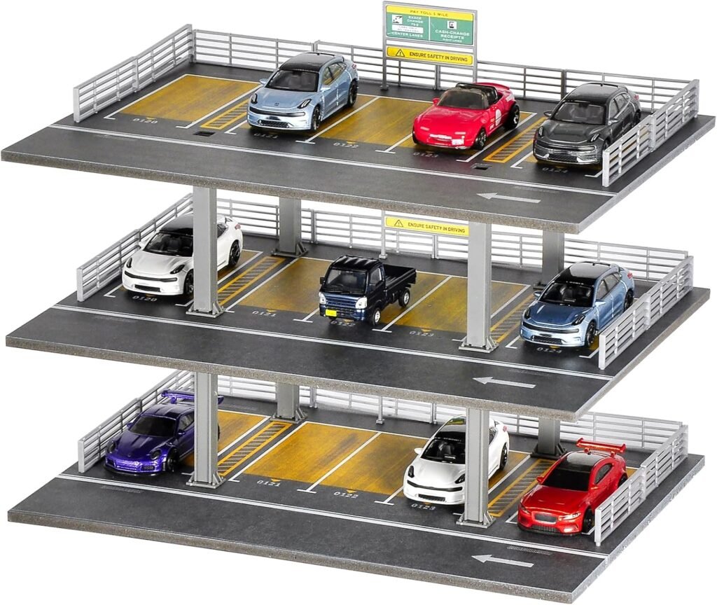 1/64 Scale Display Case 3 Layers with 15 Parking Spaces Parking Garage Moldel for Diecast Toy Car