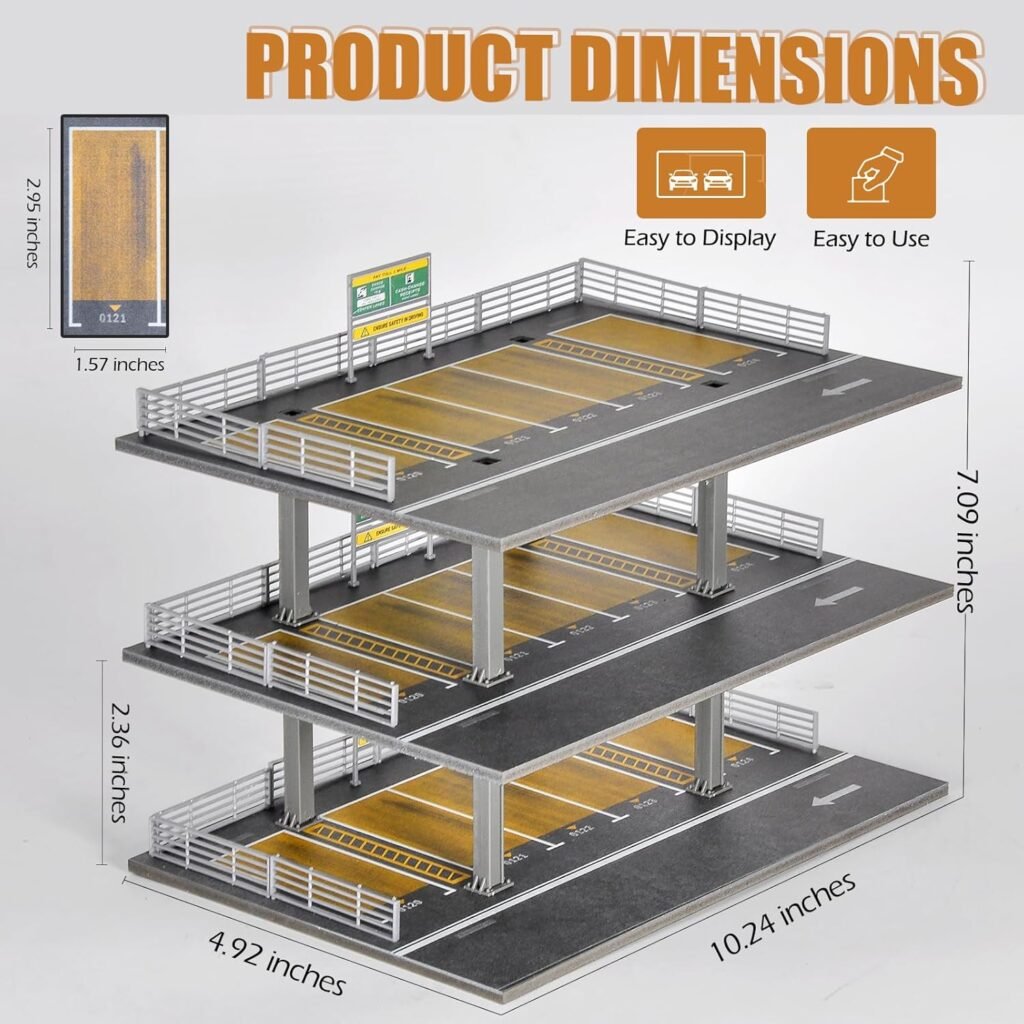 1/64 Scale Display Case 3 Layers with 15 Parking Spaces Parking Garage Moldel for Diecast Toy Car