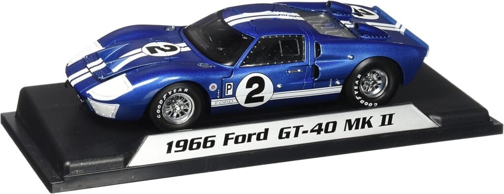 1966 Ford GT-40 MK II #2, Blue w/White Stripes - Shelby SC401-1/18 Scale Diecast Model Toy Car