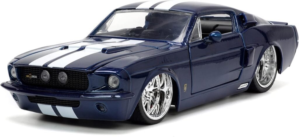 1967 Shelby GT500 Dark Blue Metallic with White Stripes Bigtime Muscle Series 1/24 Diecast Model Car by Jada 33865
