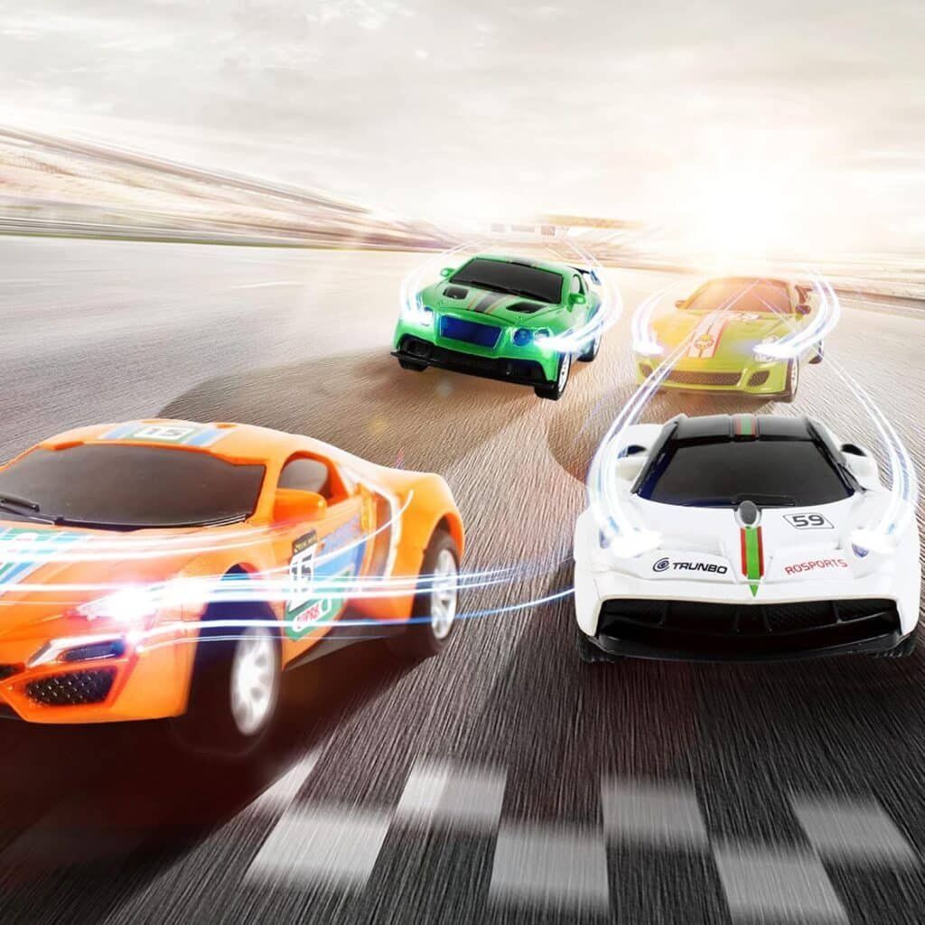 40FT Slot Car Race Track Set Electric Powered Super Loop Speedway with Four Cars for Kids with Sounds and Light Dual Racing Adult-Slot Car Set