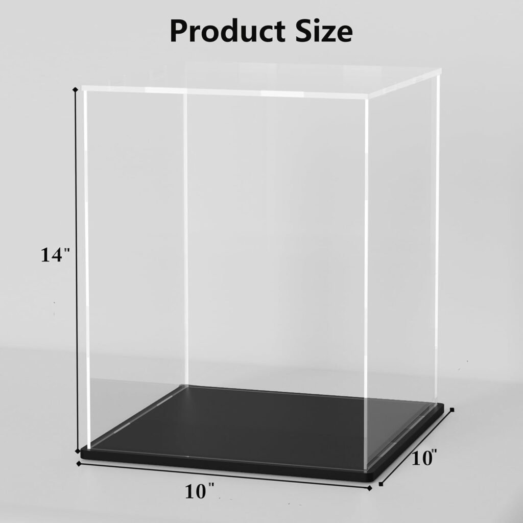 Acrylic Display Case, 13x6.7x6.3 Inch Cube Acrylic Boxes for Display, Clear Display Cases with Matte Black Base and Lid for 1:18 Scale Diecast Model Car