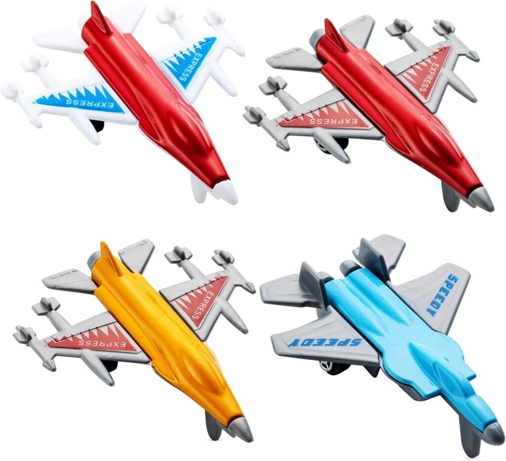 Airplane Toys - 12 Pack Vehicle Aircraft Plane Playset, Includes Styles of Bomber, Military, F-16 Fighter Jets, for Birthday Party Favor Toys, for Kids Boys and Girls (Styles May Very)