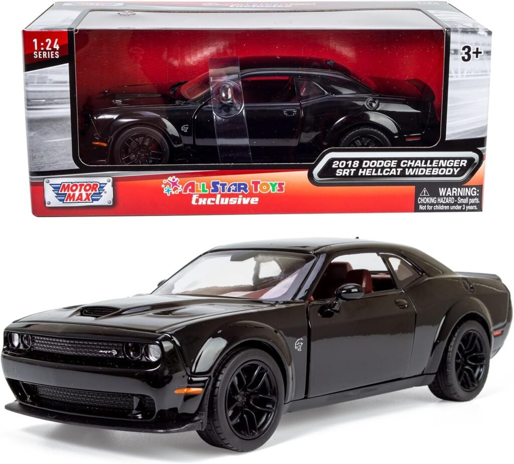 All Star Toys 2018 Dodge Challenger SRT Hellcat Widebody Black with Red Interior 1/24 Diecast Model Motormax 79350 Exclusive Edition