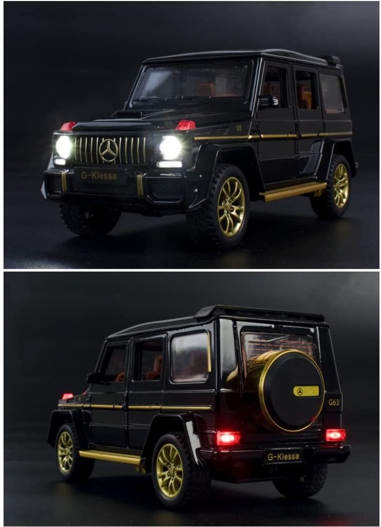 Alloy Collectible Black Benz G63 AMG Toy Vehicle Pull Back Die-Cast Car Model with Lights and Sound