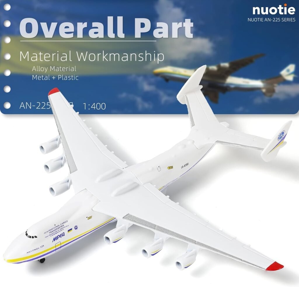 Antonov AN-225 Mriya 1/400 Diecast Aircraft Model Kit Military Transport Airplane Model with Stand for Collections or Gift (Ukrainian Painting)