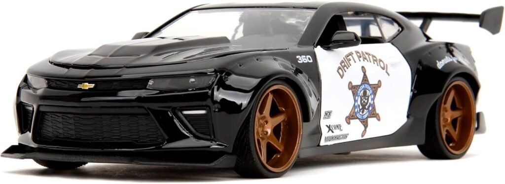 Big Time Muscle 1:24 2016 Chevy Camaro SS Widebody Die-Cast Car, Toys for Kids and Adults(Drift Patrol Police)
