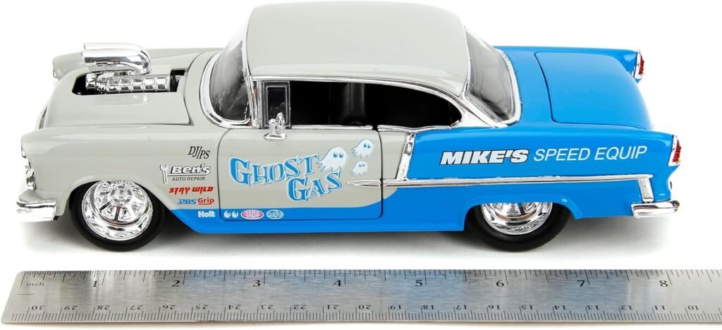 Bigtime Muscle 1:24 1955 Chevrolet Bel-Air Die-Cast Car, Toys for Kids and Adults(Cool Gray/Gloss Blue)
