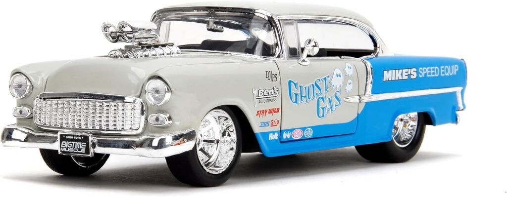 Bigtime Muscle 1:24 1955 Chevrolet Bel-Air Die-Cast Car, Toys for Kids and Adults(Cool Gray/Gloss Blue)
