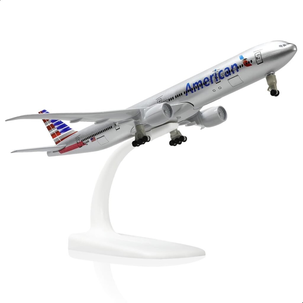 Boeing 777 AA Airlines 1/300 Diecast Metal Airplane Model 777 Airplane Model for Adult with Stand (8.3 inches Long) Aviation Enthusiasts Gifts, Desktop Display Decorations