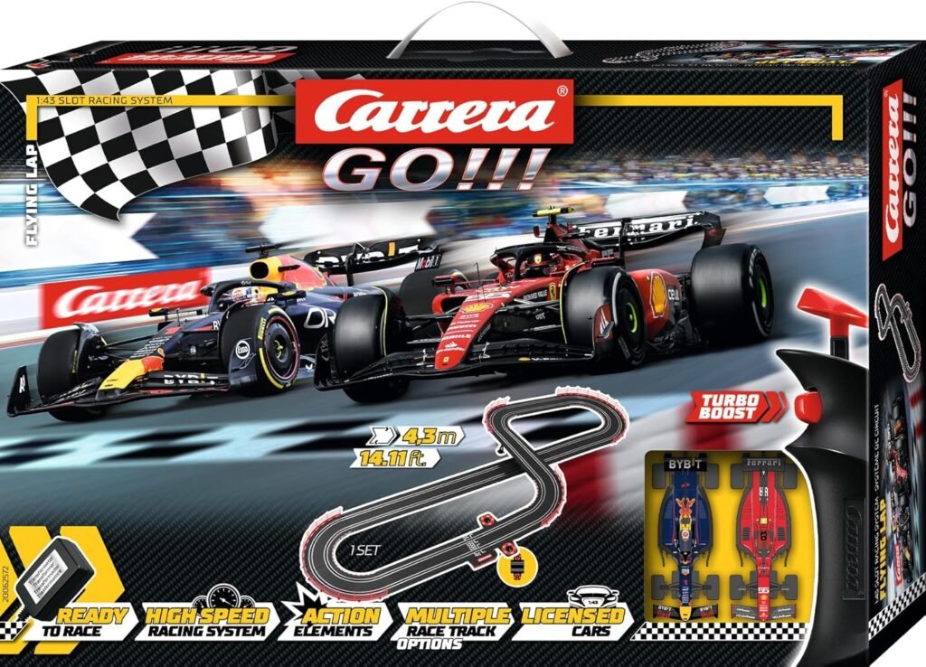 Carrera GO!!! Electric Powered Slot Car Racing Kids Toy Race Track Set 1:43 Scale, Flying Lap