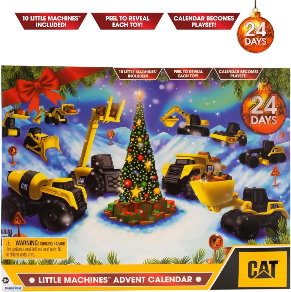 CAT Construction Toys, Little Machines Mega Set, 40-Piece Yellow Vehicles and Construction Site Accessories, Includes Dump Truck, Crane, Excavator, Bulldozer and more, for Kids and Toddlers Ages 3+