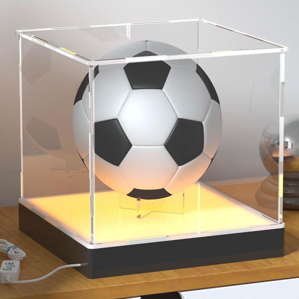 Clear Acrylic Display Case with RGB Lights for 1:18 Scale Model Cars, Lighted Up Acrylic Show Case for Displaying Diecast Cars and 1/24 Car Toy, 13’’(L) x6.7’’(W) x6.3’’(H’’)