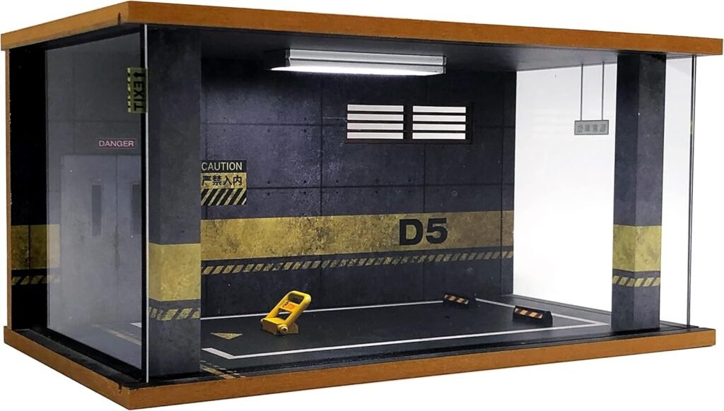 Display Case for 1/18 Diecast Cars,Acrylic Display Case for 1/12 Scale Toy Motorcyle with LED Lighting,D5-3 Open Side Grey