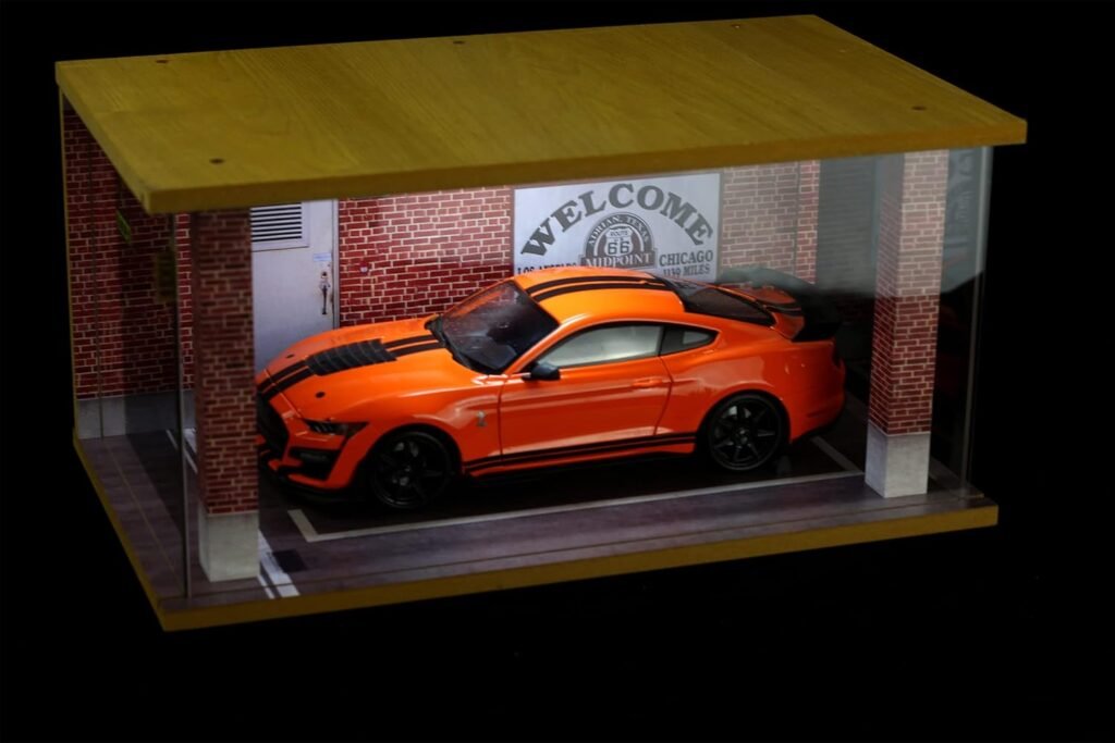 Display Case for 1/18 Diecast Cars,Acrylic Display Case for 1/12 Scale Toy Motorcyle with LED Lighting,D5-3 Open Side Grey