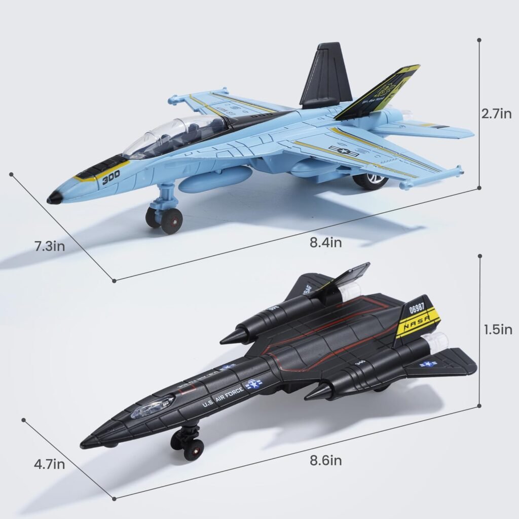 Double Metal Fighter Army Toy Airplane Model with Sound  Light, Pull Back Alloy Plane Military Toy Diecast Jet Toy, Birthday Gift for Toddler Boys and Girls