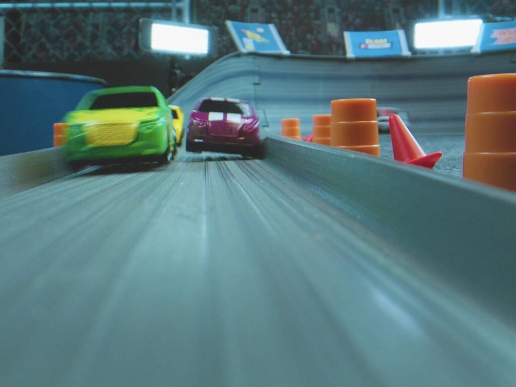 Far Out Toys NASCAR Crash Circuit Short Track Speedway | 2 Electric Powered Cars, 2 Flash Chargers, 6 Driver and Pit Crew Figurines, 3.7 Ft Assembled | Capture The Momentum and Thrill of Nascar