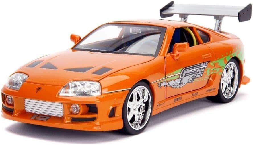 Fast  Furious 1:18 Toyota Supra Die-cast Car  3 Brian Figure, Toys for Kids and Adults,Orange
