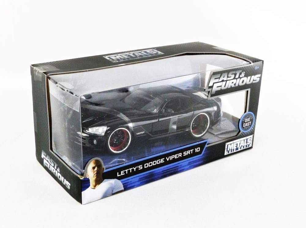 Fast  Furious 1:24 Lettys Dodge Viper SRT10 Die-Cast Car, Toys for Kids and Adults,Black