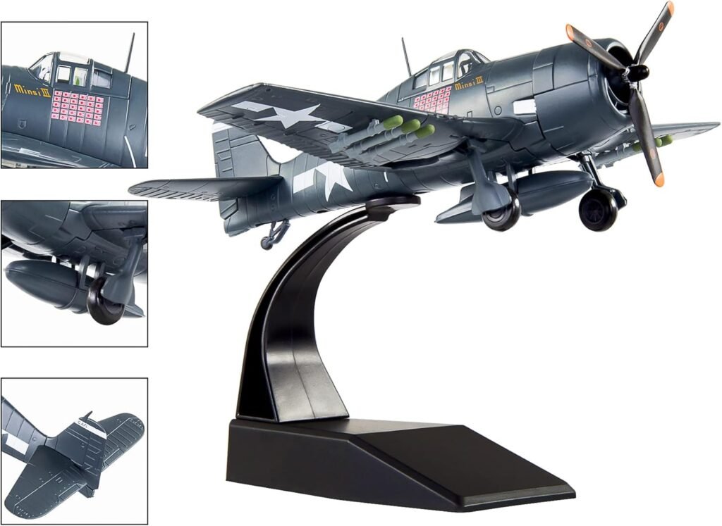 Fighter Jet Model 1/72 Scale Grumman F6F Hellcat Plane Model Diecast Military Airplane Model for Collection and Gift