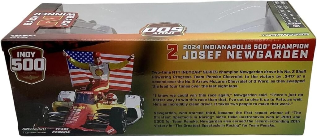 Greenlight 11257 Dallara 2024 NTT IndyCar Series - #2 Josef Newgarden/Team Penske, Shell Oil / 2024 500 Champion 1:18 Scale Diecast